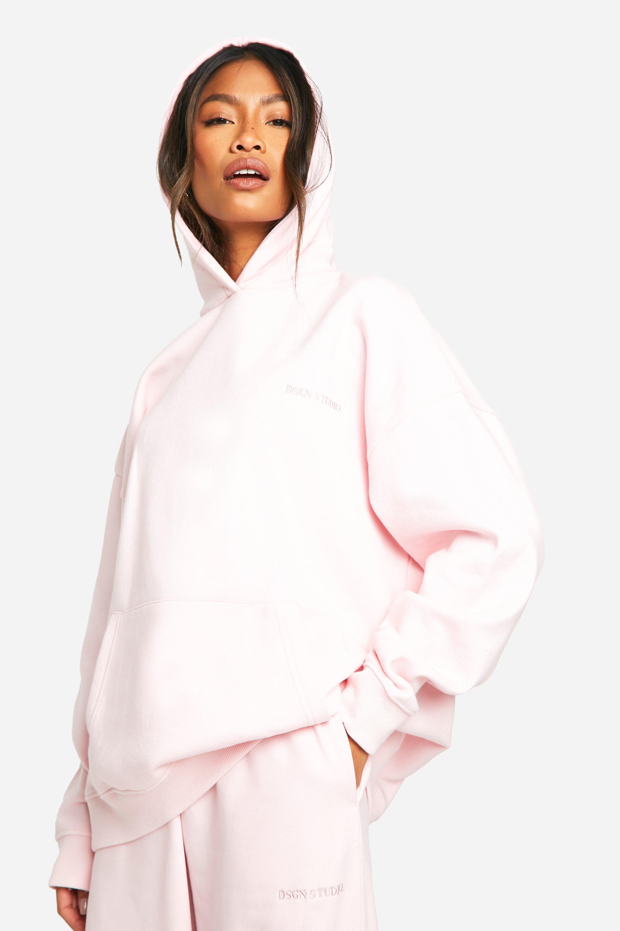 Womens Dsgn Studio Embroidered Oversized Hoodie - Pink - S, Pink